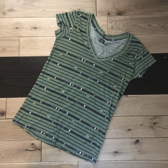 Vintage Y2K Urban Outfitters BDG Striped Cap Sleeve Burnout Tee - Picture 1 of 5